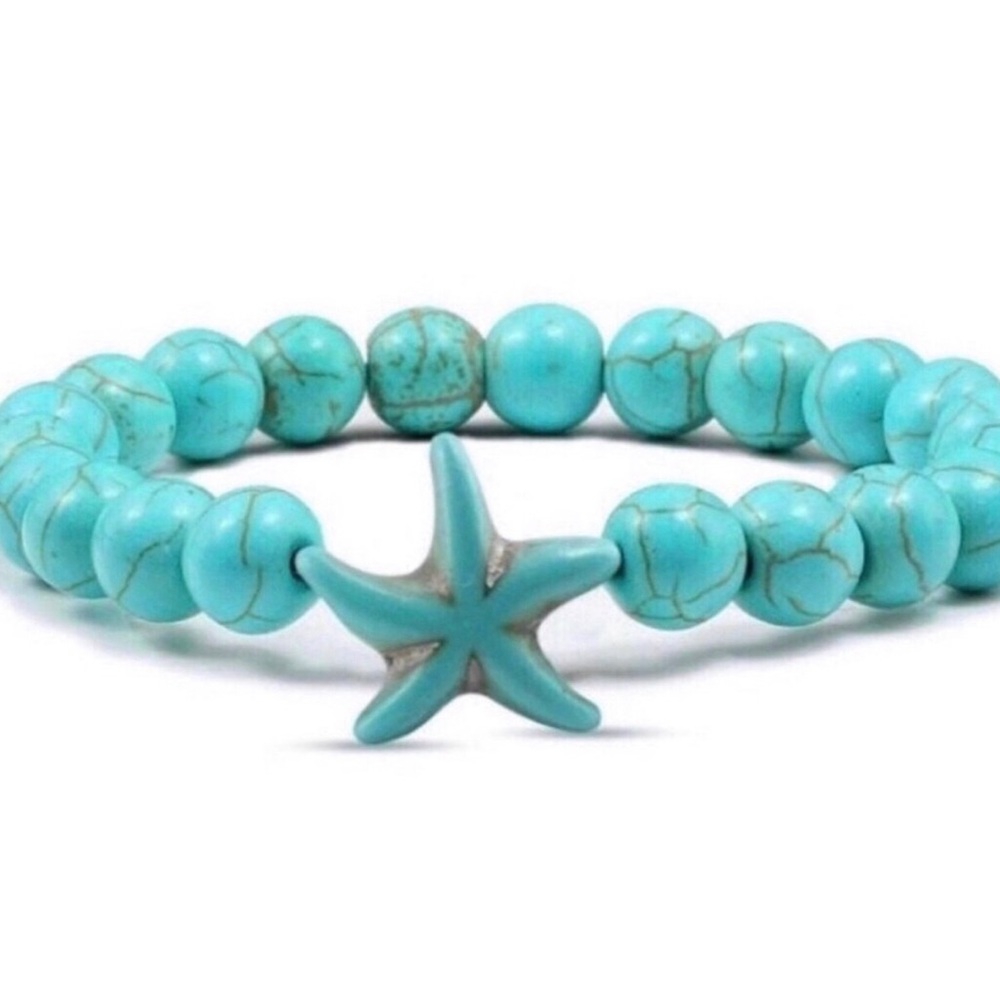 Turquoise Starfish Beaded Stretch Bracelet